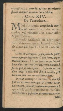 Cap. XIV. De Putredine.