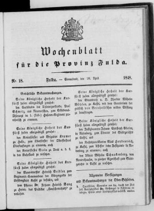 Nr. 18, Ausgabe vom 29. April 1848