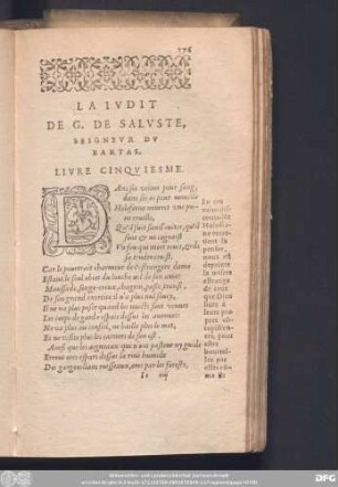 La Judit De G. De Salutste, Seigneur Du Bartas. Livre Cinquiesme.