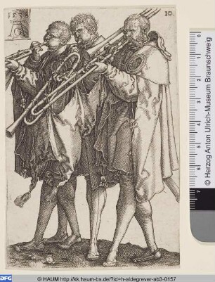 Drei Musikanten mit Posaunen