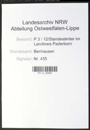 Sterberegister Standesamt Benhausen