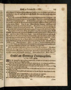 123-132, Epistel am Sonntage Quinquagesimae