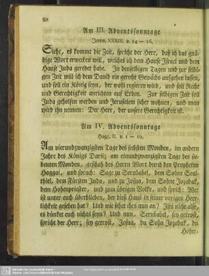 Am III. Adventssonntage. Jerem. XXXIII. v. 14 - 16