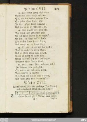 Psalm CVII. Danksagung für die gnädige Vorsehung und allerhand Wohlthaten Gottes.