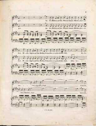 Fünf Gedichte für Sopran und Alt mit Begleitung des Pianoforte : op. 55, 3. Wälder knospen, Wiesen grünen