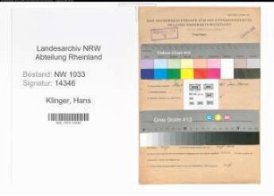 Entnazifizierung Hans Klinger , geb. 11.09.1892 (Polizeibeamter)