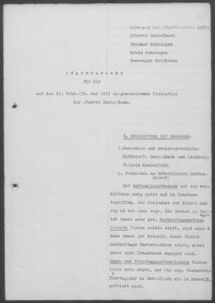Eschelbach-Kesselfeld: Pfarrbericht 1937