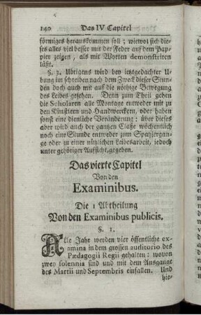 Die I Abtheilung Von den Examinibus publicis.