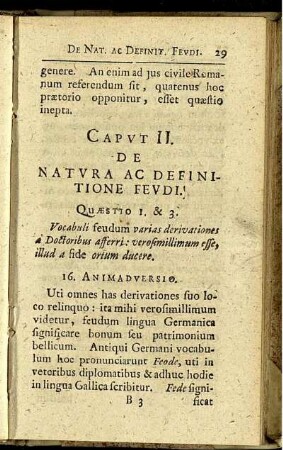 Caput II. De natura ac definitione feudi.