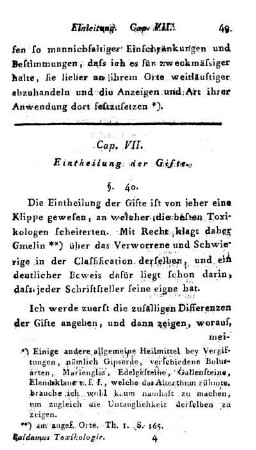 Cap. VII. Eintheilung der Gifte.