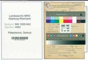 Entnazifizierung Gertrud Piekenbrock , geb. 27.08.1884 ()