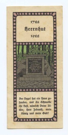 "1722 Herrnhut 1922" (kleines Andachtsbild)