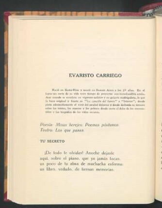 Evaristo Carriego : Poesía: Misas erejes; Poemas póstumas. - Teatro: Los que pasan.