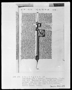 Bibel — Textseite mit zwei figürlichen Initialen, Folio 429recto