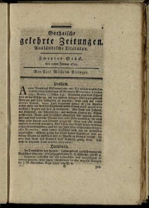 Zweytes Stück, den 12ten Januar 1793.