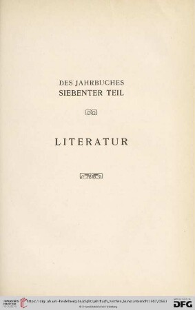 Des Jahrbuches siebenter Teil. Literatur