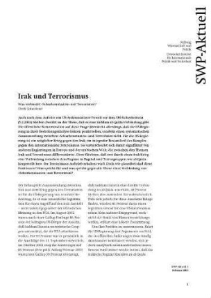 Irak und Terrorismus : was verbindet "Schurkenstaaten" mit Terroristen?