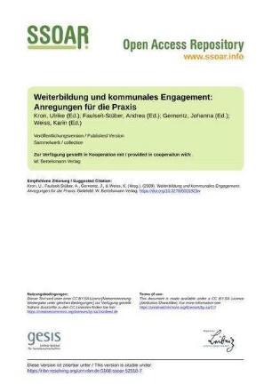 Weiterbildung und kommunales Engagement: Anregungen für die Praxis