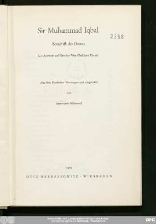 Botschaft des Ostens : (als Antwort auf Goethes West-östlichen Divan)
