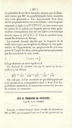 Sur un problème de potentiel.
