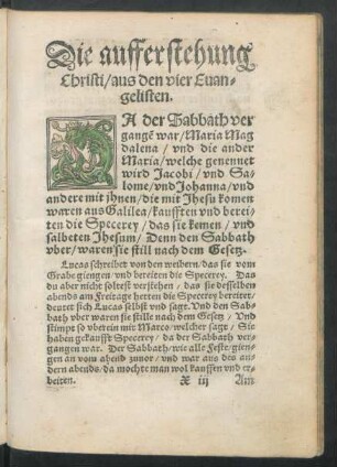 Die aufferstehung Christi/ aus den vier Evangelisten.