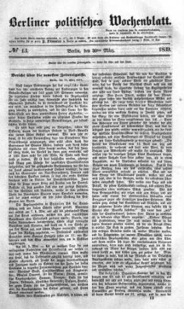 No 13, 30. März 1839
