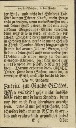 Die IV. Andacht. Zutritt zur Gnade Gottes.