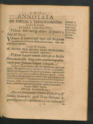 Annotata Ad Librum I. Paralipomenon.
