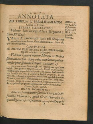 Annotata Ad Librum I. Paralipomenon.
