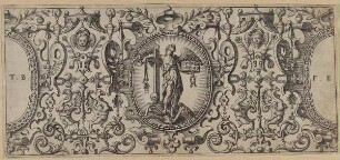 Ornamentfries mit Medaillon mit Allegorie der Religion, Blatt aus der Folge „Grotisch fur alle kunstler. Grotis pour tous artisien“
