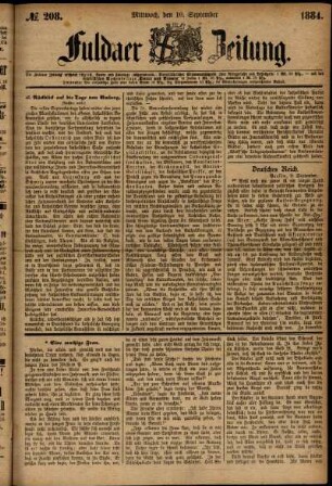 Ausgabe vom Mittwoch, den 10. September 1884.