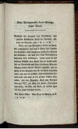 Neue Verlagsartikel beym Verleger dieses Werks.