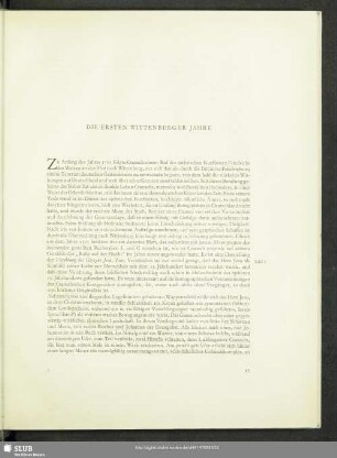 Die Ersten Wittenberger Jahre