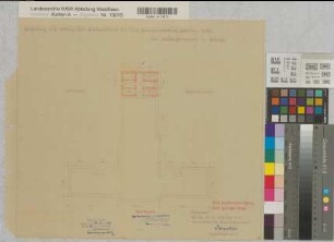 Münster (Münster) Frauenhaftanstalt Abbruch und Wiederaufbau des zerstörten Teiles Grundriß Kellergeschoß 1949 1 : 200 38 x 42,5 Pause Staatshochbauamt Münster Regierung Münster Nr. 33852
