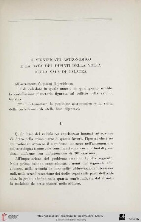 Il significato astronomico e la data dei dipinti della volta della Sala di Galatea