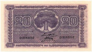 Geldschein, 20 Markkaa, 1922