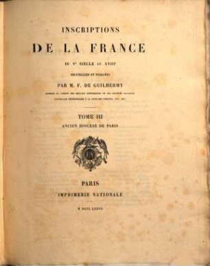 Inscriptions de la France du Ve siècle au XVIIIe : ancien diocèse de Paris. 3