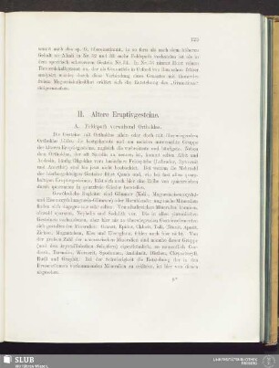 II. Ältere Eruptivgesteine