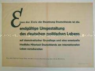 Maueranschlag mit Zitat der Mitteilung der Alliierten über die Potsdamer Konferenz