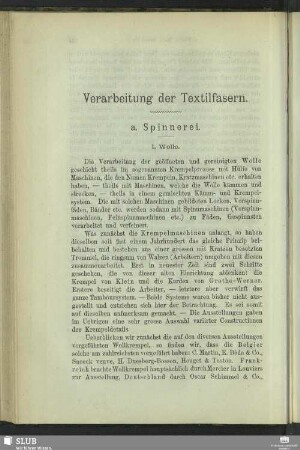 Verarbeitung der Textilfasern