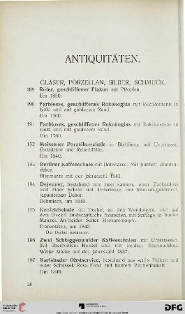 Antiquitäten (Nr. 189-207)