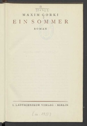 Ein Sommer : Roman