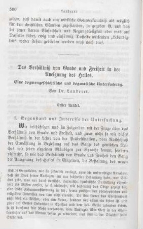 500-603 Das Verhältniß von Gnade und Freiheit in der Aneignung des Heils : eine dogmengeschichtliche und dogmatische Untersuchung