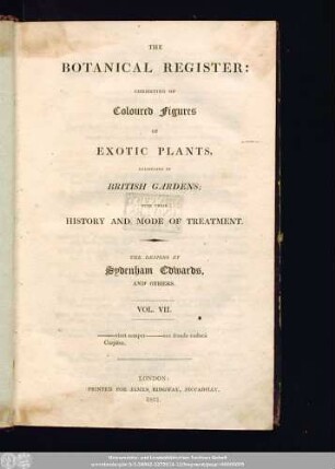 7: The Botanical register : consisting of coloured figures of exotic plants