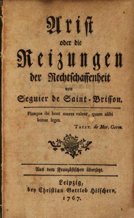 Arist oder die Reizungen der Rechtschaffenheit