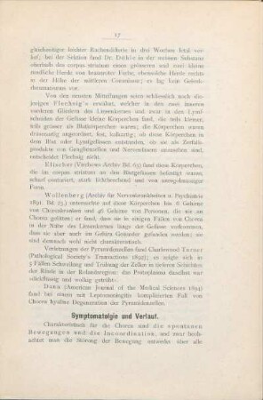 Symptomatologie und Verlauf.
