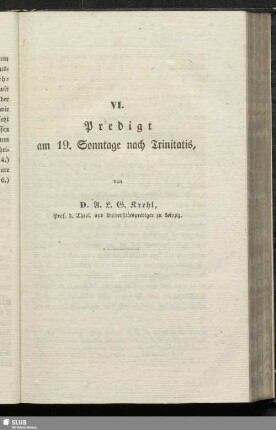 VI. Predigt am 19. Sonntage nach Trinitatis
