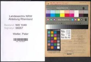 Entnazifizierung Peter Welter , geb. 15.07.1893 (Schneider)