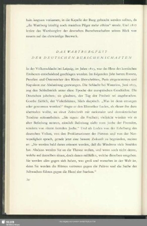 Das Wartburgfest Der Deutschen Burschenschaften