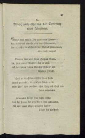 X. Menschheitsgefühl bei der Verirrung eines Jünglings